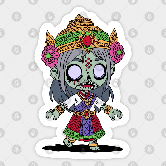 Cute Thai Zombie Sticker by H. R. Sinclair